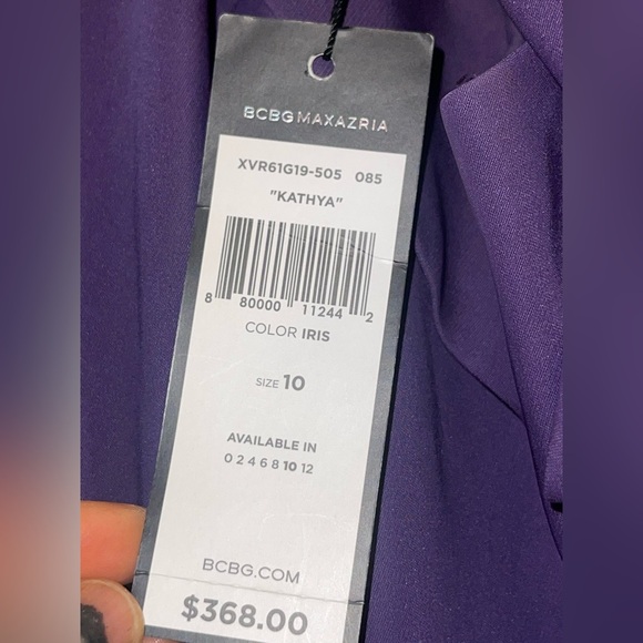 BCBGMaxAzria Purple One Shoulder Gown - Picture 7 of 8